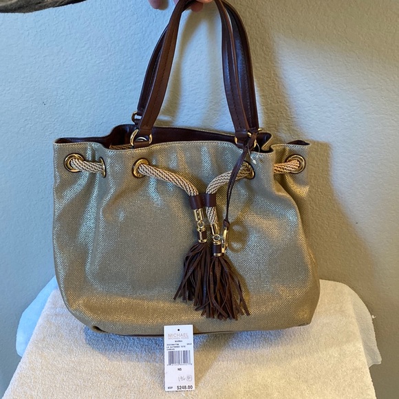 Michael Kors Handbags - Michael Kors Marina gold large gathered tote canvas.